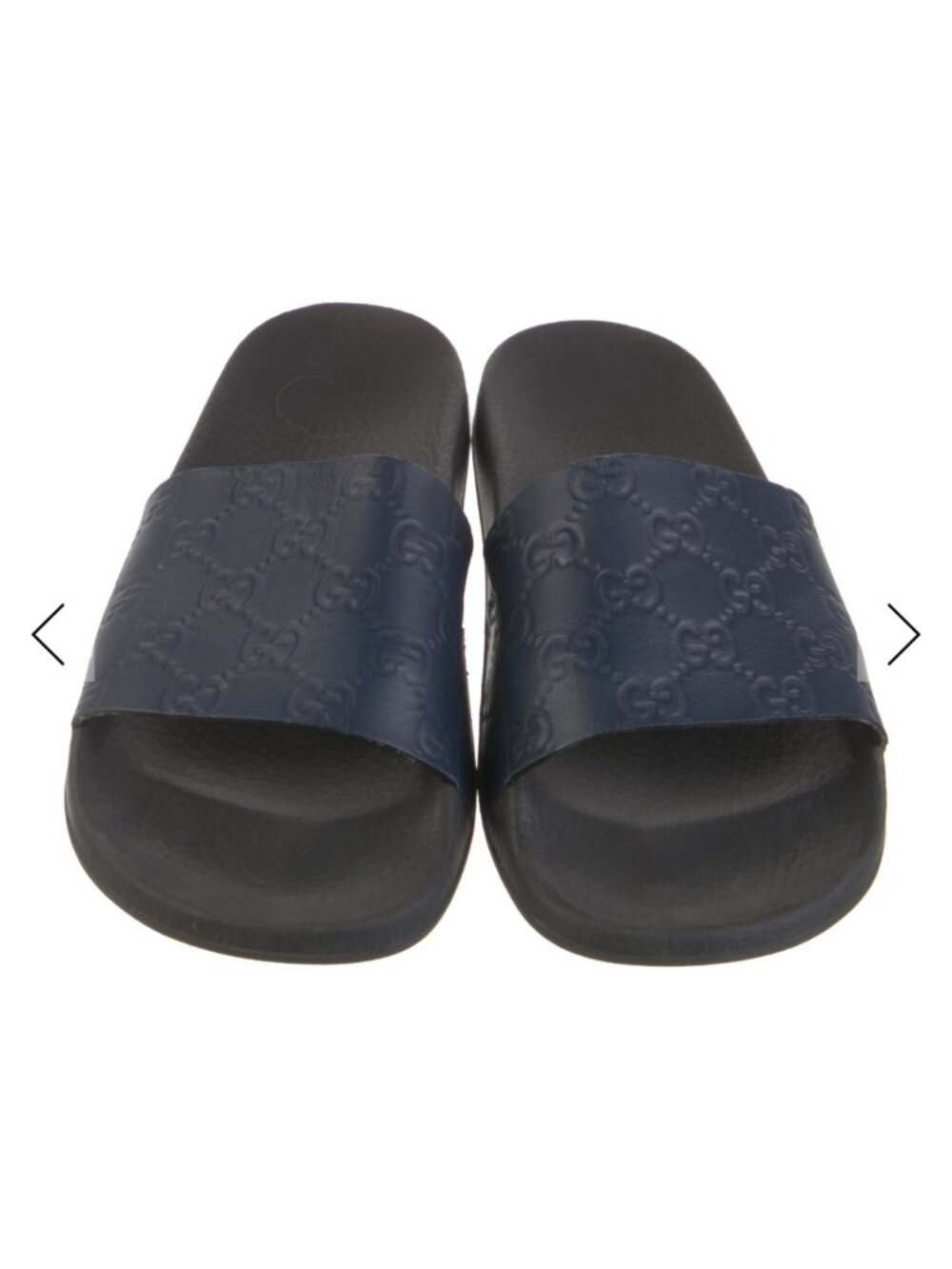 Gucci  Leather Slides  Women's Size: 9 Guccissimia Navy Blue